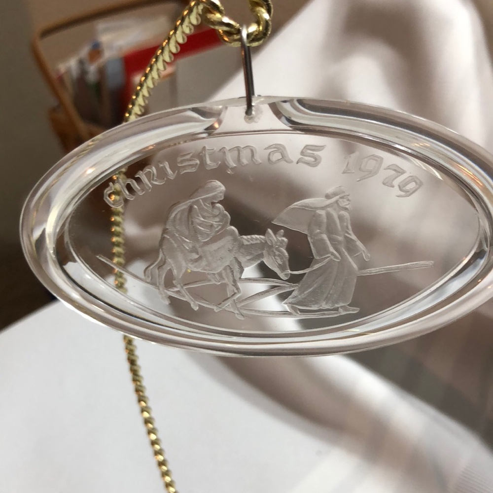 Vintage Christmas 1979 Mary and Joseph acrylic Christmas ornament